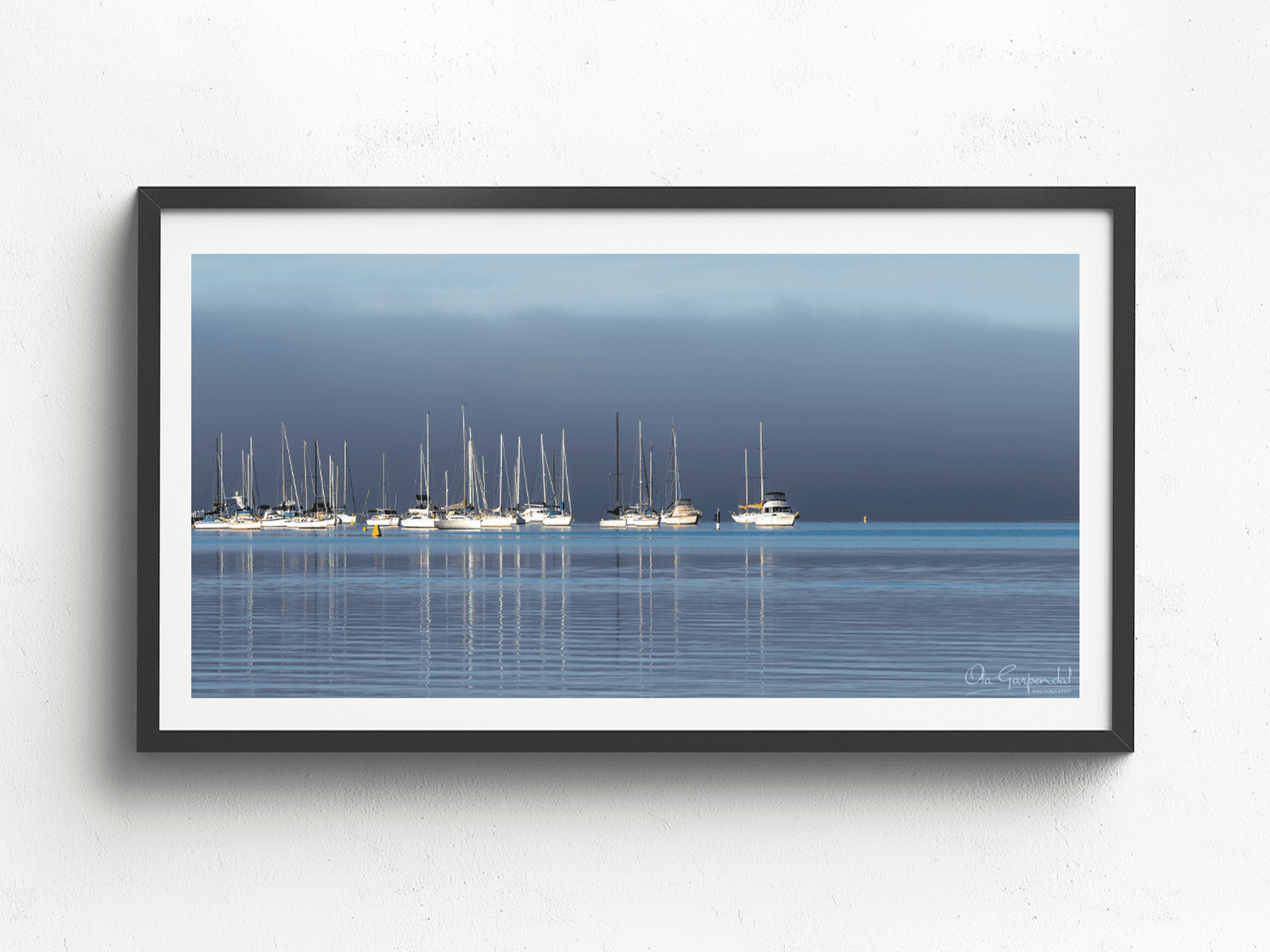 Floating in Fog 1-2 L Black Frame on small wall
