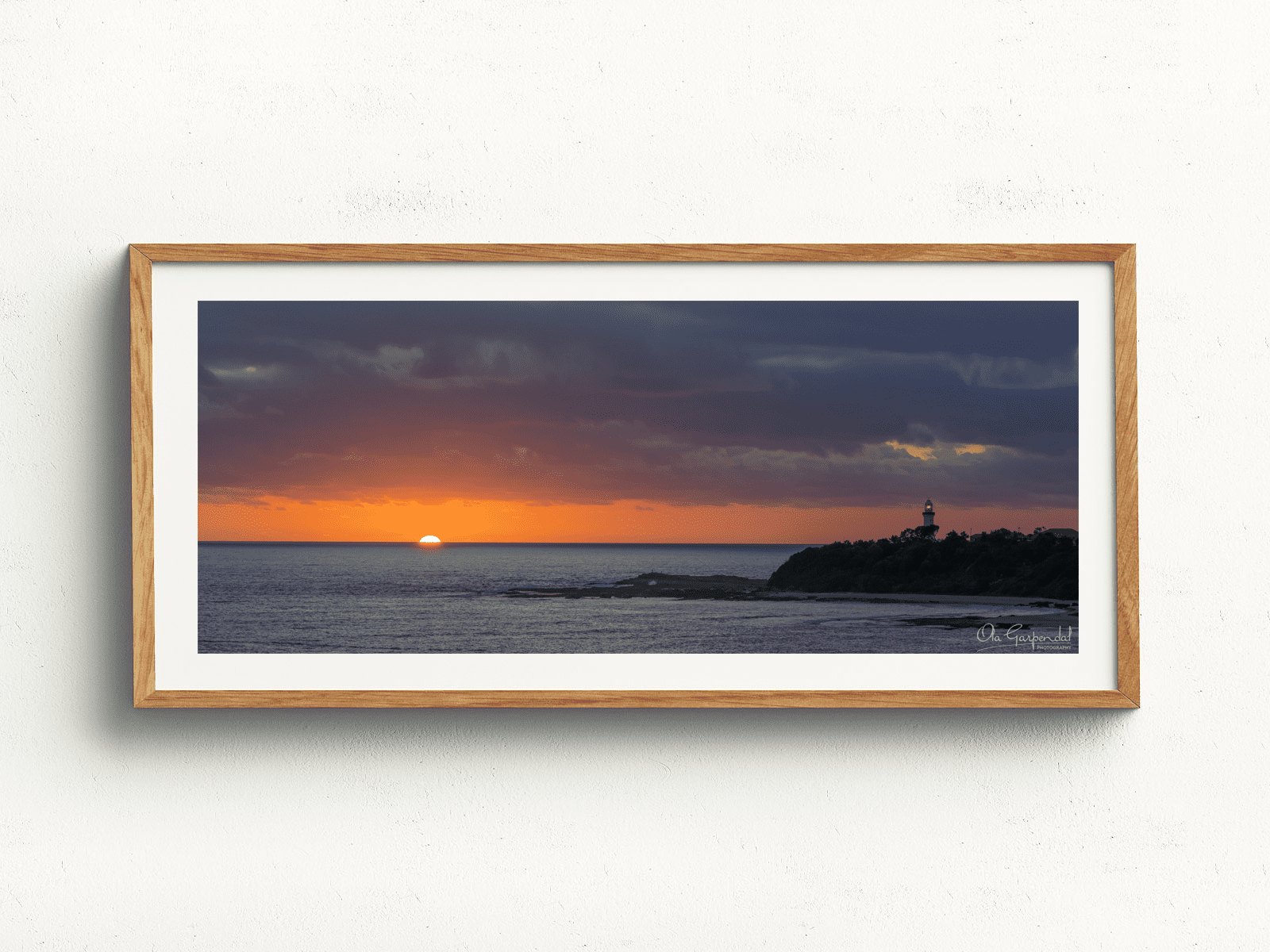 Norah Head Lighthouse at Sunrise 2-5 L Timber Frame on small wall