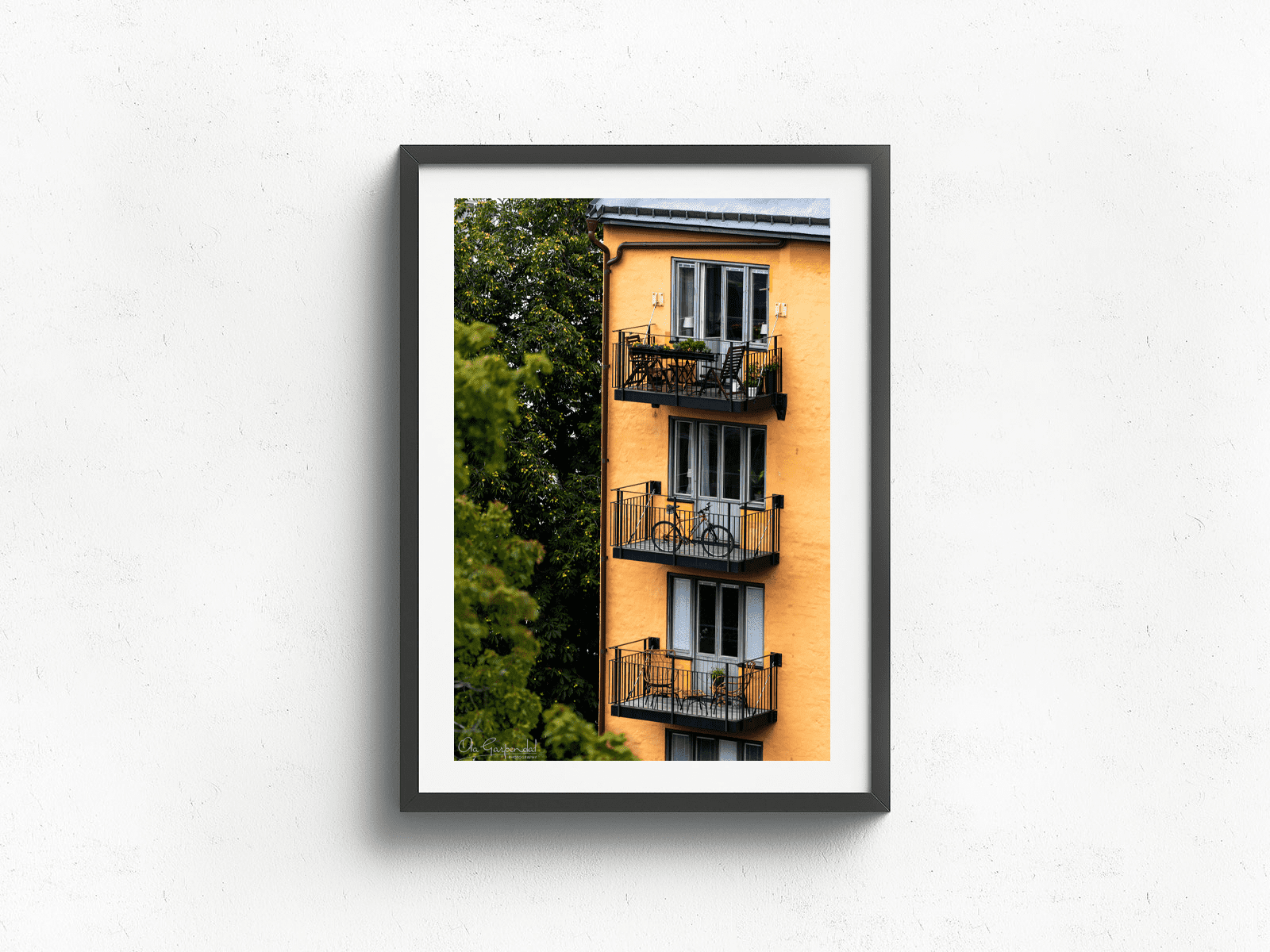 Balconies 3-2 P Black Frame on small wall