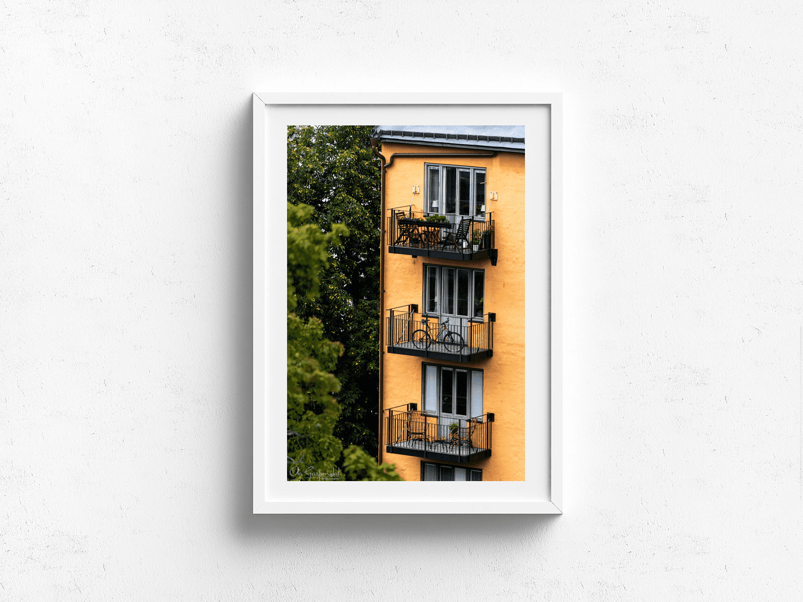 Balconies 3-2 P White Frame on small wall