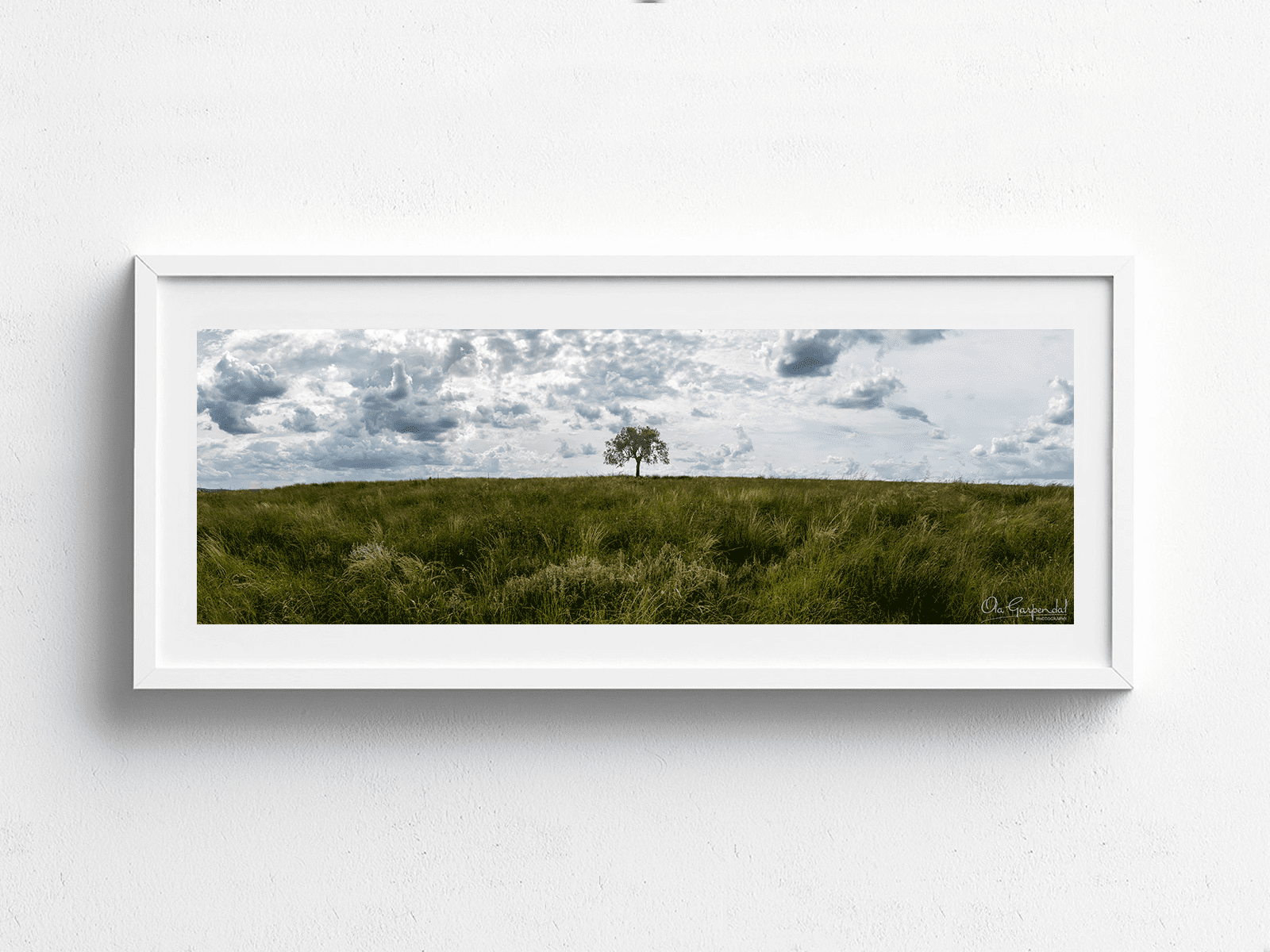 Lonely Tree 1-3 L White Frame on small wall